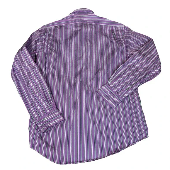Polo Ralph Lauren Shirt Mens Size Large Purple Green Striped Green Logo Preppy - Picture 3 of 8